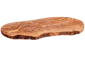 MOHA 24 Tabla de madera de olivo, tabla de cortar, tabla de madera, tabla de desayuno, tabla de carne, corte natural 35 * 18 cm (+-2cm)