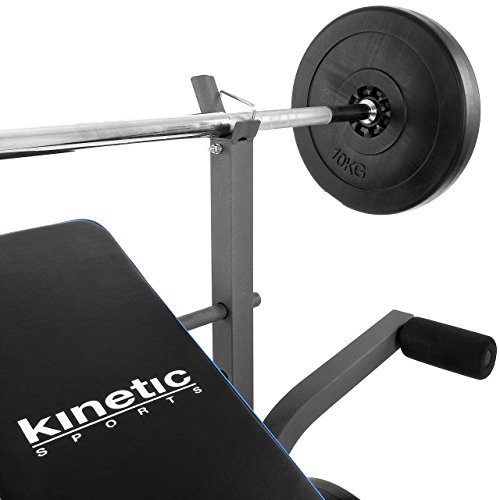 Kinetic Sports Hantelbank inkl. Langhantel 30 oder 60 kg und Kurzhanteln 30 kg Trainingsbank Fitnessbank SET - 4