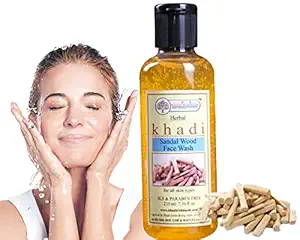 Khadi Rishikesh Herbal Sandalwood Face Wash for All Skin Type With Aloevera Honey For Acne Pimple ,Dark Circle ,Dark Spot & Skin Brightening 210 ML-Boys Girls, Men & Women - SLS & Paraben Free