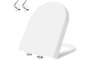 Mass Dynamic D-Shape Toilet Seat, Soft Close Loo Seat with Easy Top Fix, One Button Quick Release for Cleaning, Durable Urea Formaldehyde Material, White (Signature Series)
