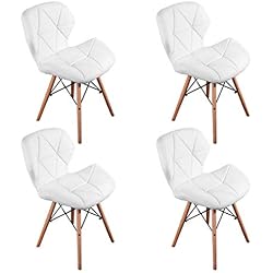 WV LeisureMaster Ensemble de 4 Cecilia Eiffel Millmead inspiré Chaise PU rétro à Manger Chaise Chaise de Bureau Lounge, Papillon Type Dossier Chaise à Manger-Blanc