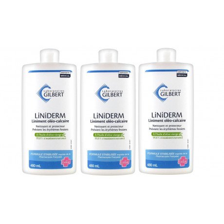 Gilbert - Liniderm Liniment Oléo-Calcaire à l'Huile d'Olive Vierge - Lot de 3 x 480 ml