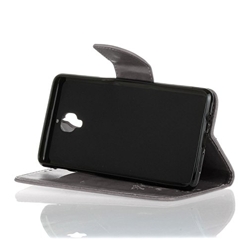 OnePlus 3 / OnePlus 3T Hülle,Cozy Hut ® Schmetterling Series Book Type Slim Fit Soft Silikon Magnetverschluss Schutzhülle PU Leder Hülle Flip Wallet Case Kunst leder Tasche Cover mit Standfunktion und Kartenfächer für OnePlus 3 / OnePlus 3T – grau - 4