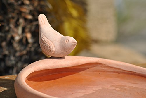 Vogelbad,Vogeltränke,Terracotta,mit kleinem Vogel,29cm - 2
