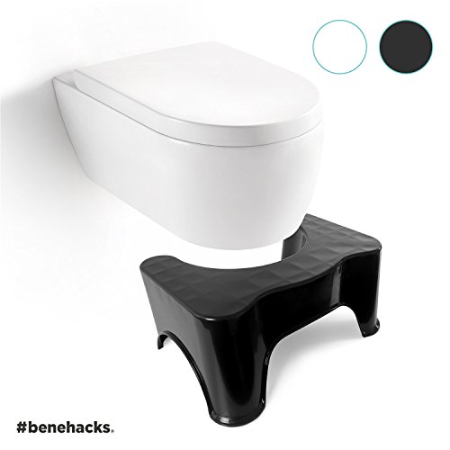 beneproducts® Der Erleichterungshelfer - Toilettenhocker - WC Hocker schwarz - Trittschemel - Badhocker - Hocker für Erwachsene & Kinder - für Darmsanierung geeignet - Prävention gegen Darmkrankheiten