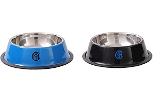 Inter Lot de 2 Bols Officiels pour Animaux domestiques, sans Sexe, Noir, Bleu, Taille Unique