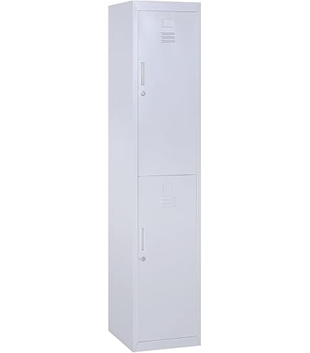 VidaXL Locker Cabinet With 2 Doors Steel Grey Office Storage Organiser Unit