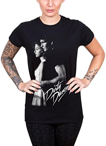 Dirty Dancing T Shirt Johnny and Baby Logo Official Womens Black Skinny Fit 12