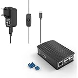 NorthPada Raspberry Pi 3 Model B 5V 3A Netzteil Adapter + Gehäuse Case + 2 x Aluminium Kühlkörper Mit Micro USB 150CM ON / OFF Schalter Kabel