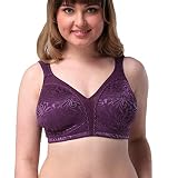 Dorical Damen Großen Größen Vollschalen BH Full Figure Seamless Wire-Free/Frauen Push up Bequem Minimizer BH - ohne Bügel V-Ausschnitt BH 100C-105F Rabatt (Non Padded)(Lila,105D)