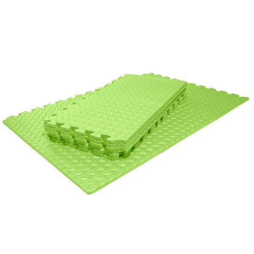 Schutzmatten Set von #DoYourFitness mit 18 Puzzlematten 6 Steckelementen á 30 x 30 x 1,2 cm (ca. 1,62m²) – Unterlegmatten / sicherer Bodenschutz für Sportgeräte, Gymnastikräume, Keller – Matten Schutz vor Kratzern, Dellen, Kälte, Lärm, Flüssigkeit / erhältlich in schwarz grün blau - 2