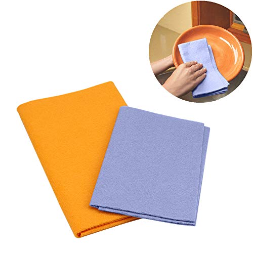Preisvergleich Produktbild CHshe Super Saugfähiges Reinigungstuch Geschirrtuch Waschtuch Küche Reinigung Abwischen 2 Stücke Ölfreie Lumpen, Geschirrtuch, Reinigungstuch (Blau + Orange)