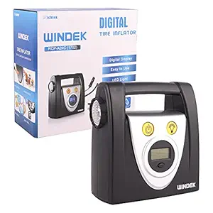 Windek 1702 Tyre Inflator Portable & Easy to Operate Air Pump with Digital Display & LED Light (Black)