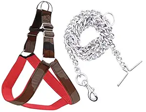 S.Blaze Dog Belt Combo of 1 inch Military Padded Dog Body Harness with Dog Chain for Your Pet Dog Adjustable Chest Size 22-29 inch