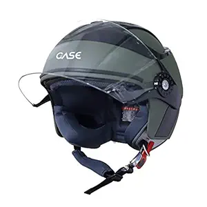 Steelbird Glass SB-29 Case Helmet with Plain Visor, 600mm, Large, Battle Green with Black