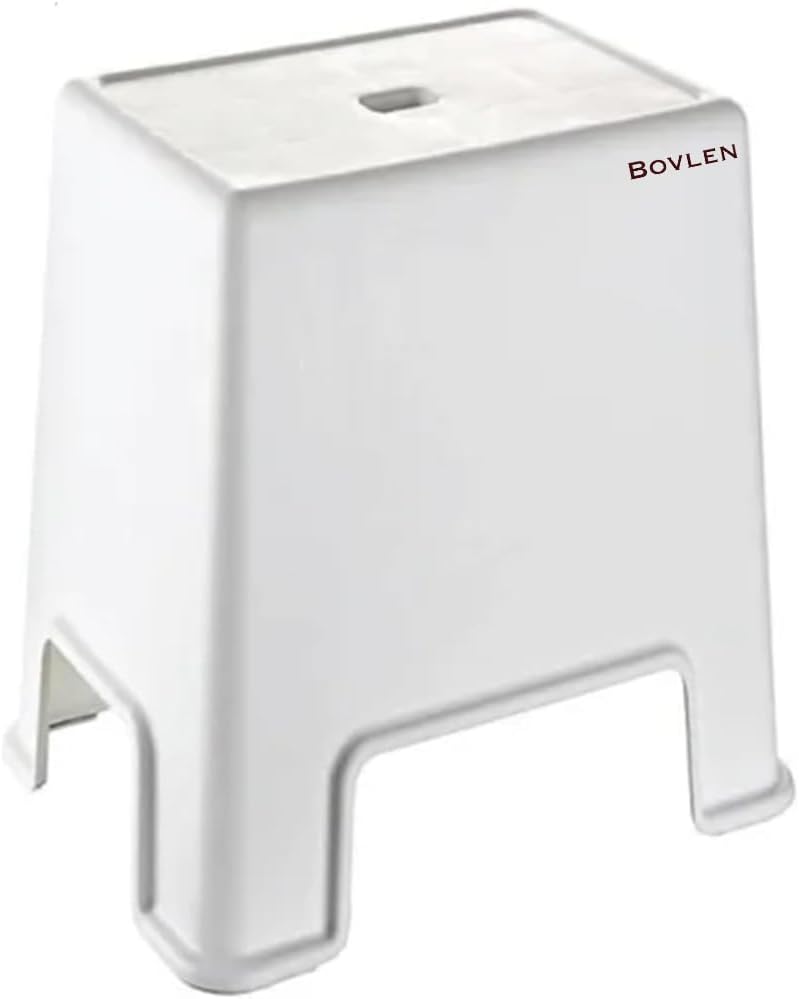 Büyük Boy Kaymaz Banyo Taburesi - 150 kg Taşıma Kapasiteli Kaydırmaz Banyo Taburesi - Çocuk Taburesi - Basamak Tabure - 1. Sınıf Sert Plastik 45 x 40 x 24 cm (Büyük Boy)