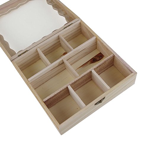 Teebeutelbox Holz natur 8Fächer 20x20x6,7cm Sichtdeckel dekorative Teekistchen - 3