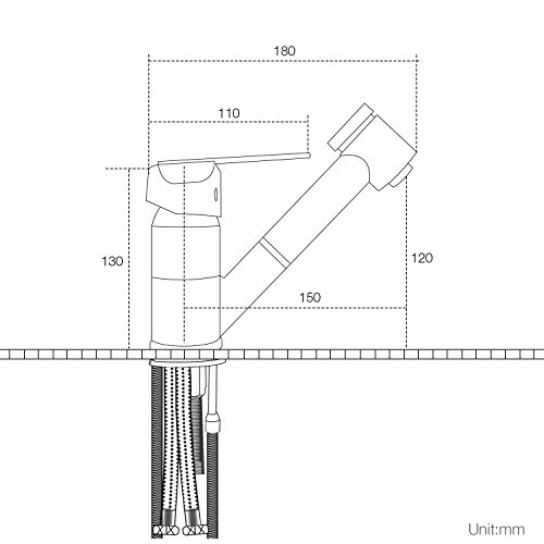 Waschtischbatterie Küchenarmatur bleifrei KTW-A geprüft mit herausziehbare Brause 2 Starhlarten Modern Design Verchromt Armatur Spüle - 7