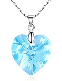 GoSparking Aquamarine azul cristalino del corazón el oro blanco 18K plateó el collar pendiente de la aleación con el cristal austríaco para las mujeres