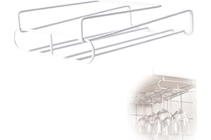 FDDE Portabicchieri Vino, Portabicchieri Vino Sotto L'armadio, Portabicchieri Appendere, Portabicchieri Sospeso, Porta Bicchiere Vino Calici, per Cucina, Bar, Ristorante (Bianco)