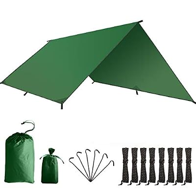 URESMAT Bâche Anti-Pluie, 3M*3M Tarp Rain Fly Toile de Tente Imperméable Abri de Randonnée Pliable Camping Bâche pour Snow Camping Backpacking Picnic Voyage
