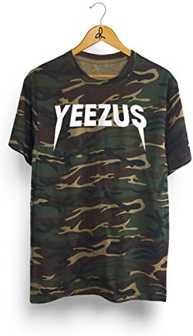 Giftee Yeezus Kanye Logo T-Shirt Mr West Pablo Rap Tee (Large, Camo)