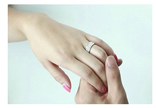 Schmuck Damen Ringe Ring 3 Reihe Österreich Kristall Frauen Ringe Für Hockzeit Verlobung Party (Innendurchmesser-20mm, Silber) - 2
