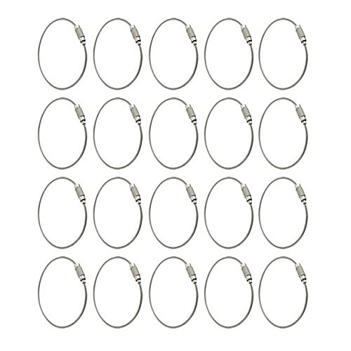 Sonline Pack of 20 Stainless Steel 15cm Wire Keychain Cable Key Ring for Outdoor Hiking Sonline Pack of 20 Stainless Steel 15cm Wire Keychain Cable Key Ring for Outdoor Hiking