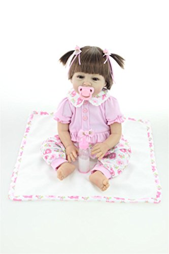 Fachel Reborn Baby Doll realistic baby dollsVinyl Silicone Babies 55cm 22inch Doll Newborn real baby doll Life Like Reborn Pacifier Doll Pink hair and smiling face girl
