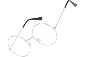 YiJianLiangBai Round Glasses Metal Eyeglass Frames Wizard Costume Circle Glasses Classic Revival Design Circular Design Spectacles Minimalist Round Frame for Unisex Cosplay Dress Up Accessories