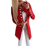 iHENGH Neujahrs Karnevalsaktion Damen Herbst Winter Bequem Lässig Mode Frauenmode Einfache Büro Dame Revers Anzug Mantel Langhülse Jacke Knopf Mantel