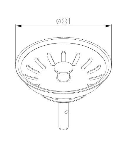 Ventiloberteil für Siebkorbventil | Siebkörbchen | Siebkorb | Handbetätigung | Führungsstange mit Kugel | Küchenspüle | Chrom | Ø 8 x 34 mm - 3