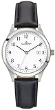 Dugena Herren Armbanduhr Senator Leder 37mm silber/schwarz