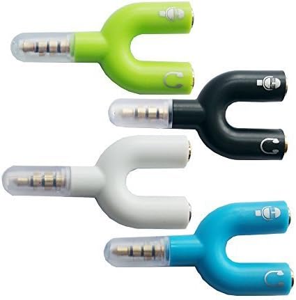 iviLongTail 3.5mm Stereo TRRS 4Pole Plug to 3.5mm Mic &amp; Headset Jack iPhone Audio Adapter (4pcs White Black Green Blue)
