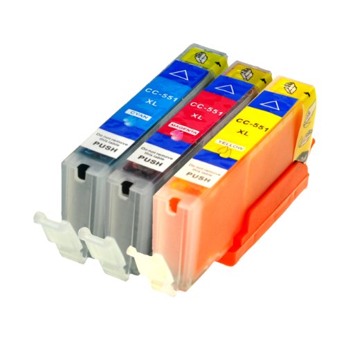 3 Druckerpatronen für Canon CLI-551 C M Y XL IP-7250 8750 IX-6850 MG-5450 5550 6350 6450 7150 MX-725 925