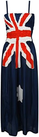 Lushous Australia Ladies Australia Print Maxi Dress Strapless Bodycon Stretch Long Short Aussie