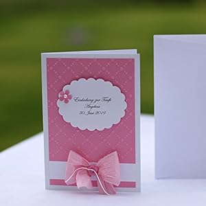 8 Einladungskarten Einladung Taufe Kommunion Geburtstag rosa Handarbeit binnbonn