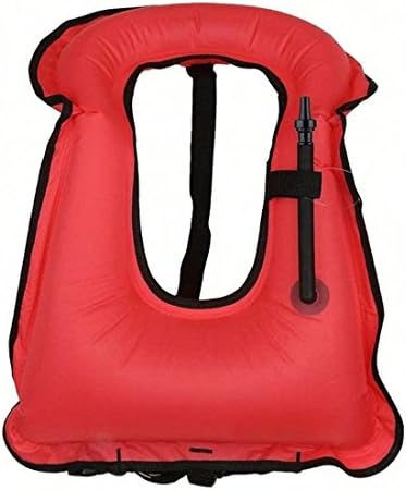 iRunzo Snorkel Vest - Inflatable Buoyancy Compensator for Adult Kids Diving Swimming (Red, Adult)