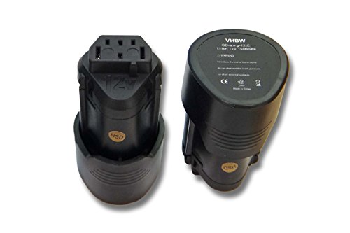 vhbw 2x Li-Ion Akku 1500mAh (12V) für Werkzeuge AEG BLL12C, BS12C, BS12C2, BSS12C, BWS12, BWS12CBWS wie 3520, 3526, 4932, 584932, 954932, L1215.
