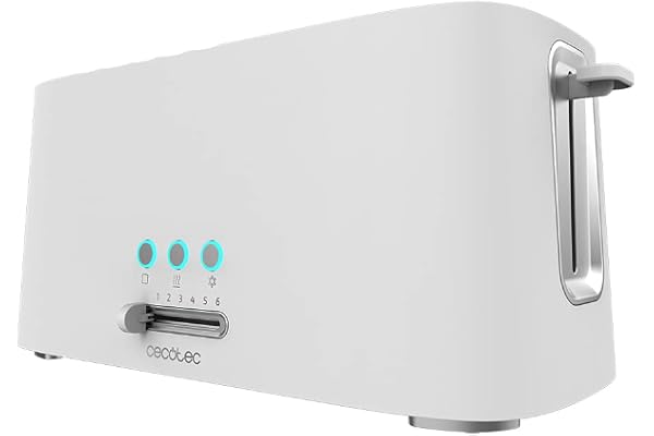 Cecotec Grille-pain Toast&Taste 9000 Double White en plastique avec 2 fentes courtes extra-larges. Design en blanc (Double fente longue)
