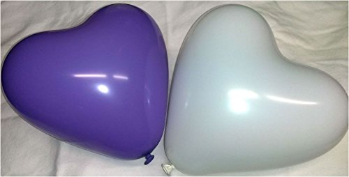 100 große Herzballons lila und weiß Luft und Ballongas geeignet EU Ware - 2