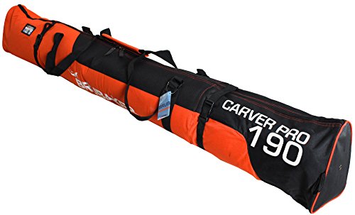 Brubaker - Vajilla (Saco de esquí y Botas de esquí Funda para 1 par de esquís hasta 190 cm + Bastones + Guantes + Casco Naranja Negro