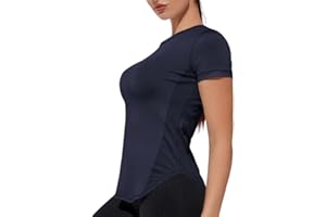 Weardear Sports T-Shirt Women's Crew Neck Workout Tops Short Sleeve Breathable Mesh Sides Running Yoga Top
