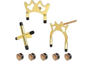 Fayme 3Pcs Billiard Head Bridge Cue with 5Pcs 12mm Pool Cue Tip,Cue Rest Cross Spider Non-Slip Cue Kit,Billiard Accessories