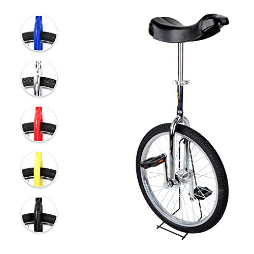 Physionics® Einrad 20 Zoll mit Alu-Stahlfelgen höhenverstellbar Sattelstütze mit Schnellspanner in 5 verschiedenen Farben
