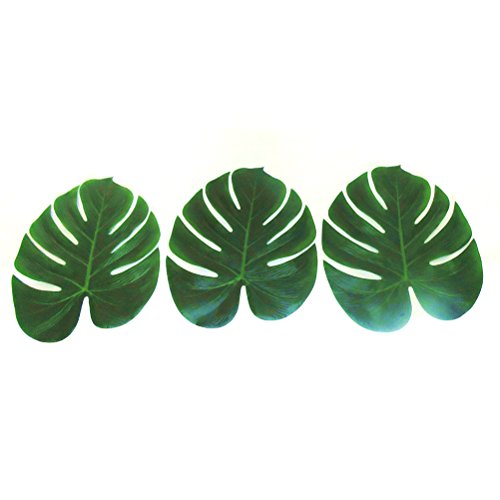Tinksky Künstliche tropische Blätter 35x29cm gefälschte Palmblatt für Hawaii Luau Partei Dekorationen Pack 12pcs - 4