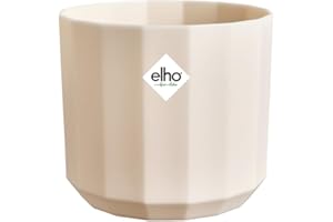 Elho Facet Round 19cm - Vaso per Piante da Interni - 100% Plastica Riciclata - Ø 18.6 x H 16.7 cm - Rosa/Rosa Mandorla