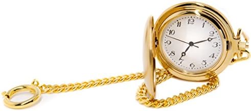 Jean Constantine Pocket Watch + Chain Necklace Gold Plated Watch, 5 ATM Swiss Ronda Clockwork