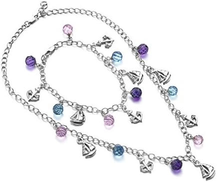 MIU Jewellery Created Colored Quartz Silver Necklace 43cm and Bracelet 19cm