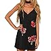 Produktbild Damen Kleid!Sannysis Frau Rose Print Ärmelloses Minikleid (XL, Schwarz)